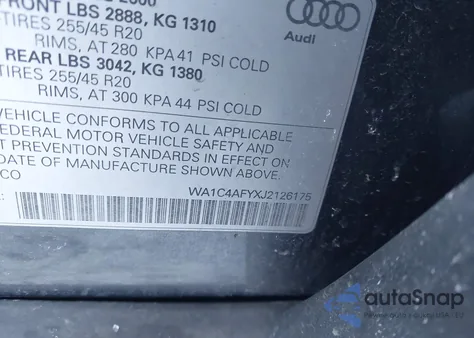 2018 Audi Sq5 3.0T Premium Plus z USA, uszkodzony, nr VIN WA1C4AFYXJ2126175